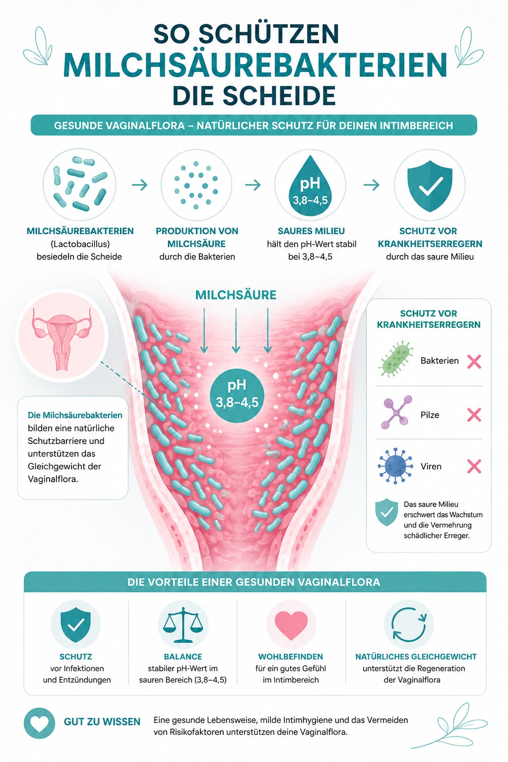 Infografik Milchsaeure Scheide und gesunde scheidenflora